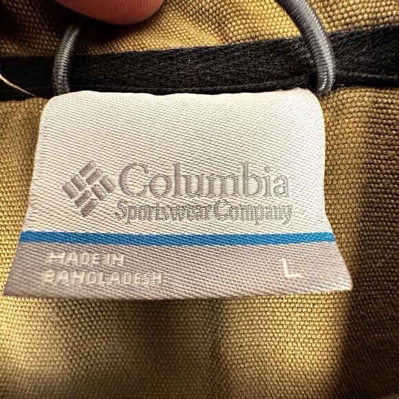 Columbia Fleece Jacket Mens L Gray Tan Full Zip Canvas Shoulders & Front Pockets - Picture 3 of 10